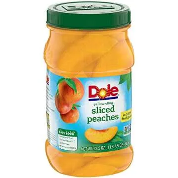 Dole Yellow Cling Sliced Peaches in 100% Fruit Juice, 23.5 Oz Resealable Jar