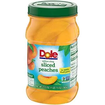 Dole Yellow Cling Sliced Peaches in 100% Fruit Juice, 23.5 Oz Resealable Jar