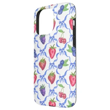 iPhone 15 Pro Max Coquette Case - Bows & Fruits Design