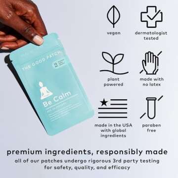 The Good Patch Be Calm Patch with Hemp, Unwind + Decompress, Natural Patch with Hemp Extract, Ashwagandha Root, Passionflower, Plant Powered Wearable Wellness, Sustained Release (8 Total Patches)