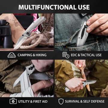 Durable Pocket Knife with Folding Blade and Grip Handle