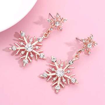 Stylish Winter Snowflake Dangle Earrings for Women