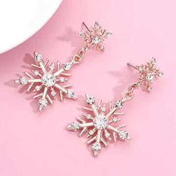 Stylish Winter Snowflake Dangle Earrings for Women