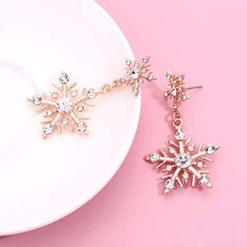 Stylish Winter Snowflake Dangle Earrings for Women