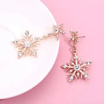 Stylish Winter Snowflake Dangle Earrings for Women