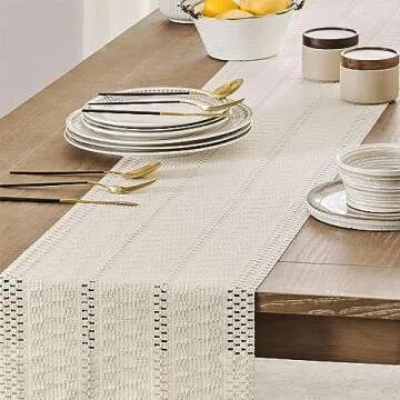 ZeeMart Macrame Style Boho Table Runner for Stylish Dining