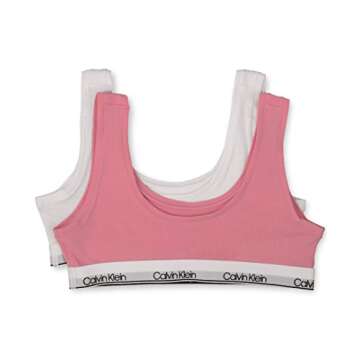 Calvin Klein Girls Modern Cotton Bralette 2 Pack - Light Pink/White - Large
