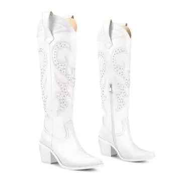 Stylish Wetkiss Women's White Cowgirl Cowboy Boots