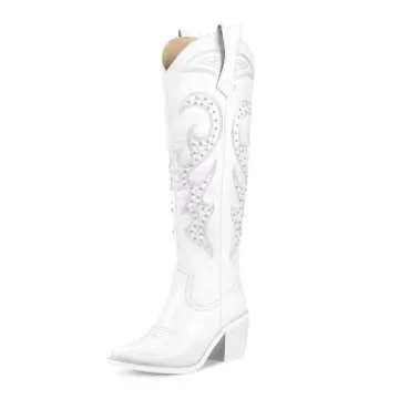 Stylish Wetkiss Women's White Cowgirl Cowboy Boots