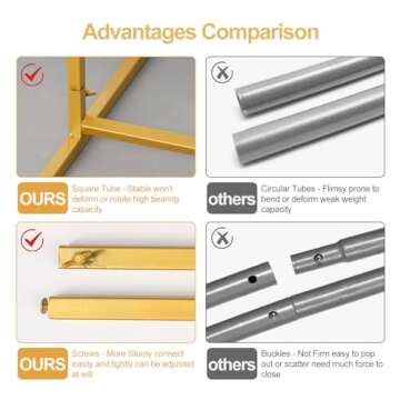 yumiaohe 6.6Ft Wedding Arch Backdrop Stand,Adjustable Balloon Arch Stand, Gold Backdrop Stand,Backdrop Stand Kit for Ceremony Birthday Party Celebration Baby Shower Candy Halloween Balloon Arch…