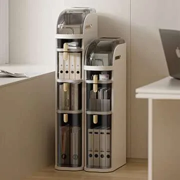 Small Bathroom Storage Cabinet Waterproof 7.09″ Narrow Slim Gap Organizer 2-Tiers Side Rolling Unit with Clear Drawers and Handle for Small Kitchen Laundry Living Room Toilet Gap