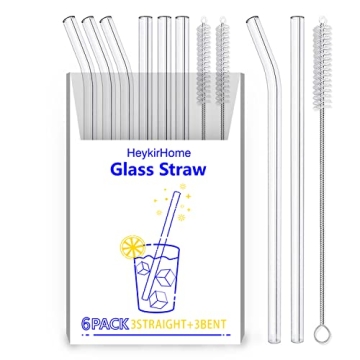 Eco-Friendly HeykirHome Glass Straws Set - 6 Pack