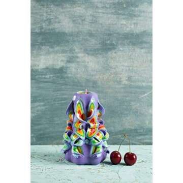 Purple Premium Handmade Decoration Carved Candle Birthday Presents Wedding Centerpiece - EveCandles