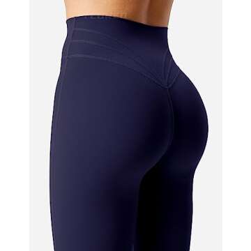 YEOREO Women Flare Leggings Short Inseam Lynnie Bootcut Yoga Workout Pants High Waist Bell Bottom Workout Legging Navy L