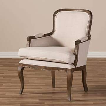 Baxton Studio Napoleon Traditional French Accent Chair, Ash