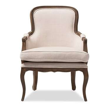 Baxton Studio Napoleon Traditional French Accent Chair, Ash