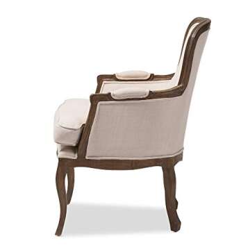 Baxton Studio Napoleon Traditional French Accent Chair, Ash