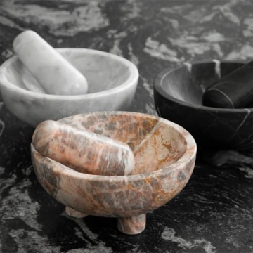 Crafted KOMCHEN Marble Molcajete for Culinary Magic