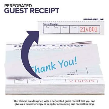 Stock Your Home Blue Guest Check Books for Servers (5 Pack) Server Note Pads, Waiter Checkbook, Food Receipt Book, Restaurant Order Pad, Paper Checks, Waitress Accessories, 250 Total Tickets