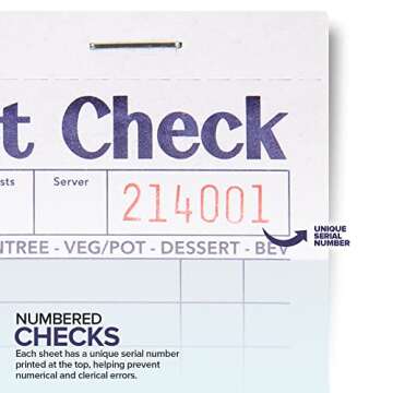 Stock Your Home Blue Guest Check Books for Servers (5 Pack) Server Note Pads, Waiter Checkbook, Food Receipt Book, Restaurant Order Pad, Paper Checks, Waitress Accessories, 250 Total Tickets