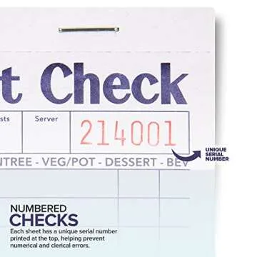 Stock Your Home Blue Guest Check Books for Servers (5 Pack) Server Note Pads, Waiter Checkbook, Food Receipt Book, Restaurant Order Pad, Paper Checks, Waitress Accessories, 250 Total Tickets