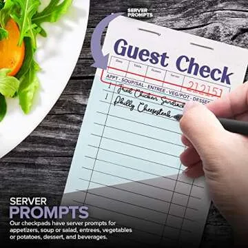 Stock Your Home Blue Guest Check Books for Servers (5 Pack) Server Note Pads, Waiter Checkbook, Food Receipt Book, Restaurant Order Pad, Paper Checks, Waitress Accessories, 250 Total Tickets