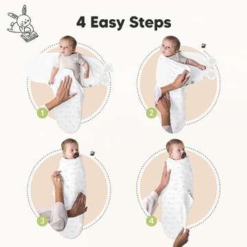 3-Pack Organic Baby Swaddle Sleep Sacks - Newborn Swaddle Sack, Ergonomic Baby Swaddles 0-3 Months, Swaddles for Newborns, Baby Sleep Sack, Baby Swaddle Blanket Wrap, Baby Essentials (Bunnies)
