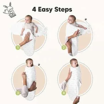 3-Pack Organic Baby Swaddle Sleep Sacks - Newborn Swaddle Sack, Ergonomic Baby Swaddles 0-3 Months, Swaddles for Newborns, Baby Sleep Sack, Baby Swaddle Blanket Wrap, Baby Essentials (Bunnies)