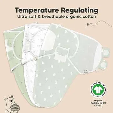 3-Pack Organic Baby Swaddle Sleep Sacks - Newborn Swaddle Sack, Ergonomic Baby Swaddles 0-3 Months, Swaddles for Newborns, Baby Sleep Sack, Baby Swaddle Blanket Wrap, Baby Essentials (Bunnies)