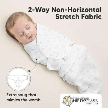 3-Pack Organic Baby Swaddle Sleep Sacks - Newborn Swaddle Sack, Ergonomic Baby Swaddles 0-3 Months, Swaddles for Newborns, Baby Sleep Sack, Baby Swaddle Blanket Wrap, Baby Essentials (Bunnies)