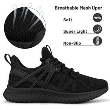 Abboos Women's Lightweight Walking Shoes Comfortable Tennis Athletic Workout Sneakers Sport Running Shoes for Women Black Size 9.5
