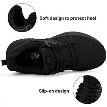Abboos Women's Lightweight Walking Shoes Comfortable Tennis Athletic Workout Sneakers Sport Running Shoes for Women Black Size 9.5