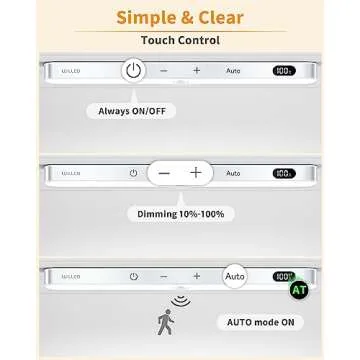 WILLED 3000K Closet Lights Motion Sensored, Battery Display, 60 LED Touch Light Bar, Motion Sensor Light Indoor, Under Cabinet Lights Rechargeable, Stick on Lights for Closet, Kitchen, Hallway, 4 Pack
