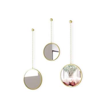 Umbra 1013877-104 Dima Round Set of 3, Trio Mirrors Apartment Decor/Wall Art, Brass,10" Depth