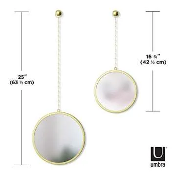 Umbra 1013877-104 Dima Round Set of 3, Trio Mirrors Apartment Decor/Wall Art, Brass,10" Depth