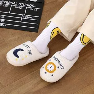 Qubuwalk Meet Me at Midnight Slippers Lavender Haze Slippers Warm Fuzzy Slippers Cozy House Slippers for Women and Men