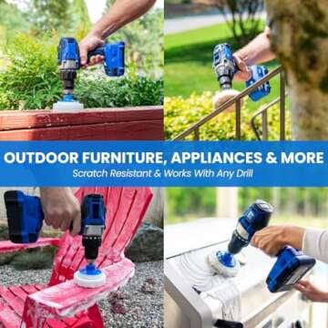 RotoScrub 7 Pack Drill Brush Set for Deep Cleaning, Scratch Resistant, Bathroom, Oven, Countertops, Sinks, Soap Scum, Tile, Boats, Patio Furniture & More