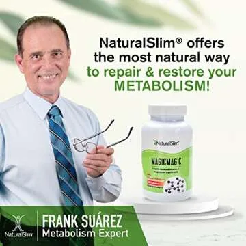 NaturalSlim Potassium Magnesium Supplement 100 Capsules – MagicMag C Magnesium Citrate Supplements for Sleep Support, Heart Health, and Muscle Cramp Relief | Gluten-Free 1 Pack