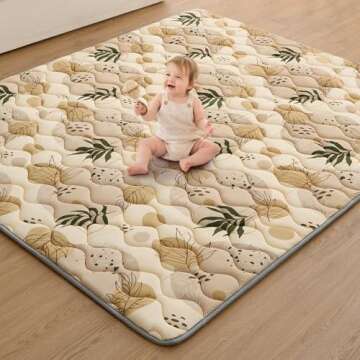 Blissful Diary 71x59 Playpen Mat Earth Tones Design + Sage Green Baby Play Gym Mat