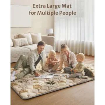 Blissful Diary 71x59 Playpen Mat Earth Tones Design + Sage Green Baby Play Gym Mat