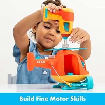 Educational Insights Design & Drill Bolt Buddies Helicopter Take Apart Toy with Electric Toy Drill, Preschool STEM Toy, Gift for Boys & Girls, Ages 3+