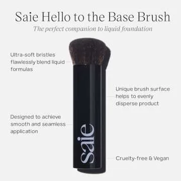 Saie The Base Brush - Ultra-Soft Foundation Brush for Liquid Makeup - Dense Complexion + Blending Br...