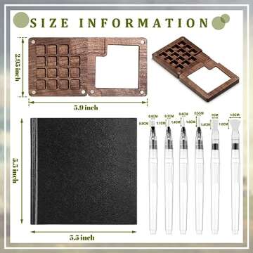 Qilery Mini Portable Watercolor Palette Set Wooden Grid Paint Box, Watercolor Paper Pad Sketch Book ...