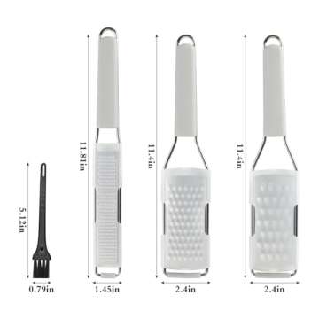 Cambom Lemon Zester Grater Three-piece Suit - Heavy Duty Kitchen Tool for Parmesan Cheese, Ginger, Garlic, Nutmeg, Chocolate, Vegetables，Fruits，Stainless Steel Grater Dishwasher Safe Clear