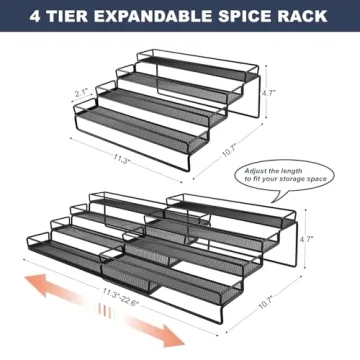 Adjustable 4 Tier IFELS Spice Rack Organizer for Kitchen