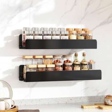 Kitstorack 2 Pack Spice Rack Wall Mount for Home, Kitchen, Pantry Organizers and Storage