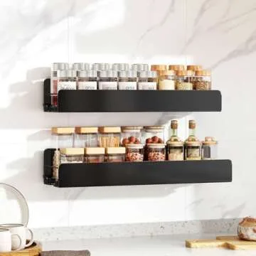 Kitstorack 2 Pack Spice Rack Wall Mount for Home, Kitchen, Pantry Organizers and Storage