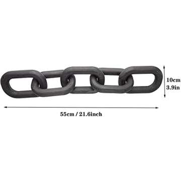 Hanlin Wood Chain Link Decor - Hand Carved Boho Decorative Chain, Farmhouse Decor, Sustainable Pine, Coffee Table Shelf for Home Living Room (White)