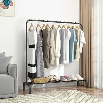 ACCSTORE Clothes Rail Rack Stylish Space Saver with Shelf