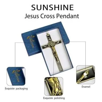 VINETEN Crucifix- Saint Benedict Wall Cross Metal Wall Art-Cross Give Blessing and The Spiritual Sac...